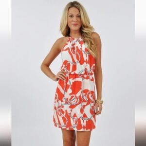 Lilly Pulitzer Kennet Booze Cruise Nautical Anchors and Rope Silk Dress, Medium
